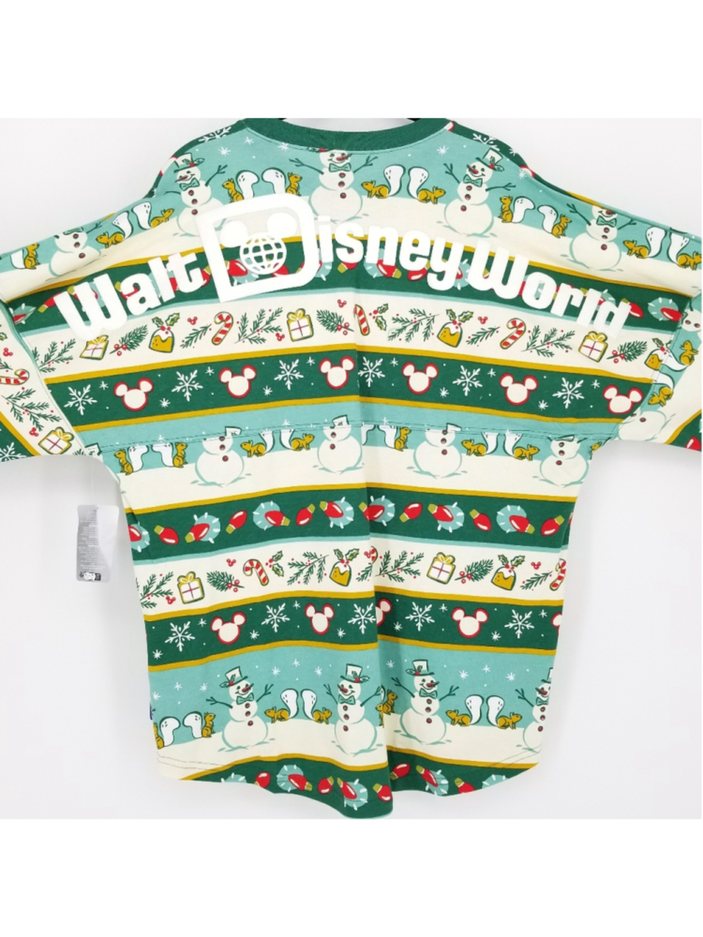 Disney World Holiday Spirit Jersey Medium NWT Christmas Mickey Stripe Puffy Logo